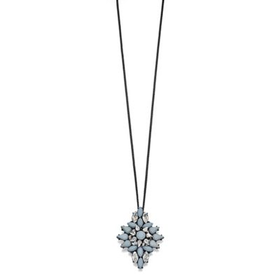 Gunmetal grey acrylic and crystal gunmetal cluster necklace